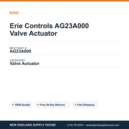 Erie Controls AG23A000 Valve Actuator — New England Supply House spec card [NESH-SPEC-CARD-V2]