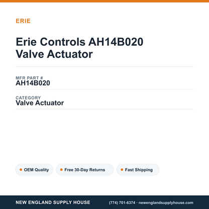 Erie Controls AH14B020 Valve Actuator — New England Supply House spec card [NESH-SPEC-CARD-V2]
