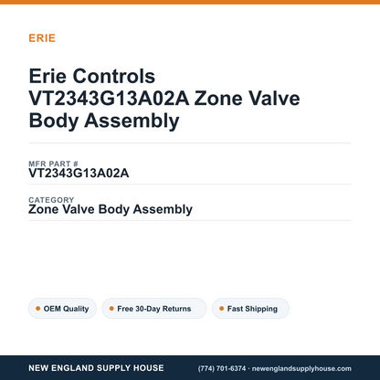 Erie Controls VT2343G13A02A Zone Valve Body Assembly — New England Supply House spec card [NESH-SPEC-CARD-V2]