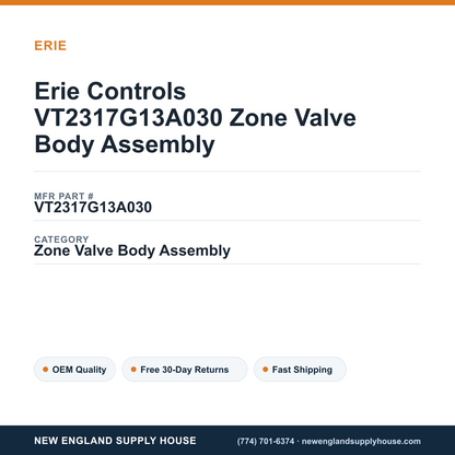 Erie Controls VT2317G13A030 Zone Valve Body Assembly — New England Supply House spec card [NESH-SPEC-CARD-V2]