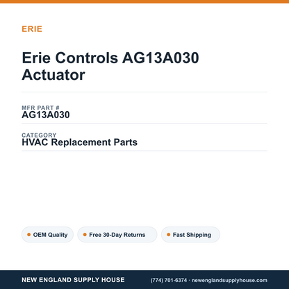 Erie Controls AG13A030 Actuator — New England Supply House spec card [NESH-SPEC-CARD-V2]