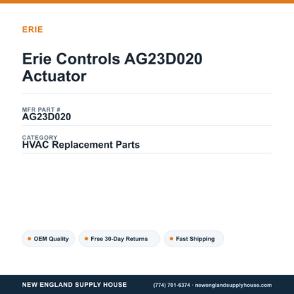 Erie Controls AG23D020 Actuator — New England Supply House spec card [NESH-SPEC-CARD-V2]