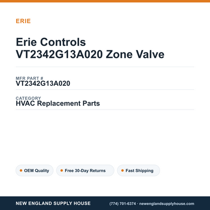 Erie Controls VT2342G13A020 Zone Valve — New England Supply House spec card [NESH-SPEC-CARD-V2]