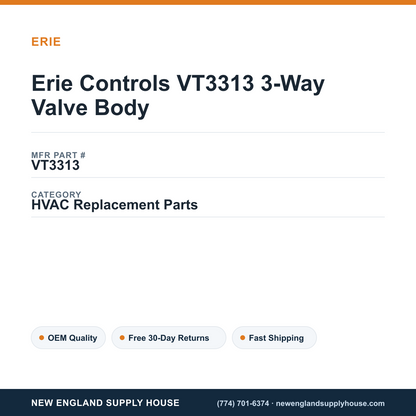 Erie Controls VT3313 3-Way Valve Body — New England Supply House spec card [NESH-SPEC-CARD-V2]