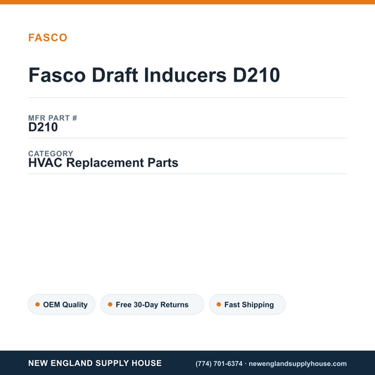 Fasco Draft Inducers D210 — New England Supply House spec card [NESH-SPEC-CARD-V2]