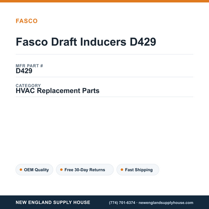 Fasco Draft Inducers D429 — New England Supply House spec card [NESH-SPEC-CARD-V2]