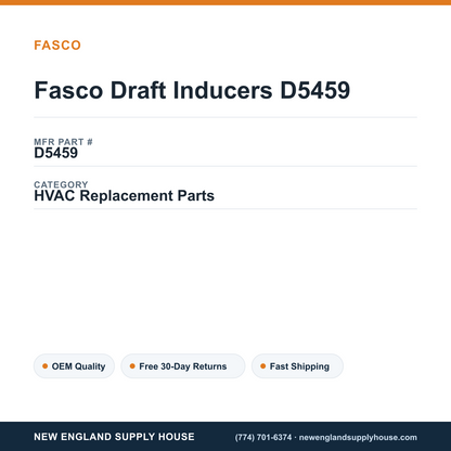 Fasco Draft Inducers D5459 — New England Supply House spec card [NESH-SPEC-CARD-V2]