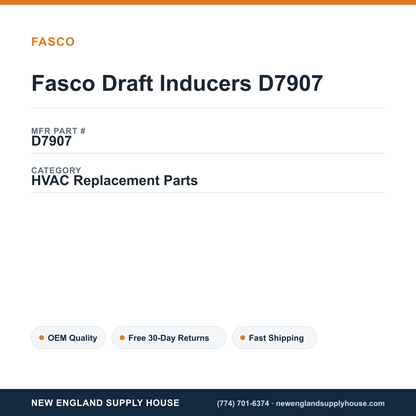 Fasco Draft Inducers D7907 — New England Supply House spec card [NESH-SPEC-CARD-V2]