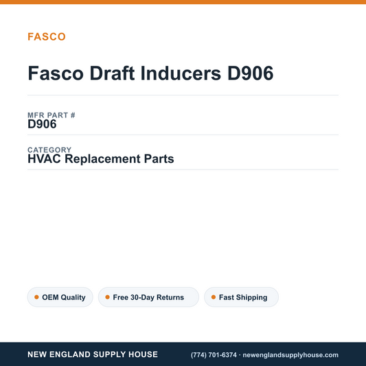 Fasco Draft Inducers D906 — New England Supply House spec card [NESH-SPEC-CARD-V2]