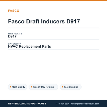 Fasco Draft Inducers D917 — New England Supply House spec card [NESH-SPEC-CARD-V2]