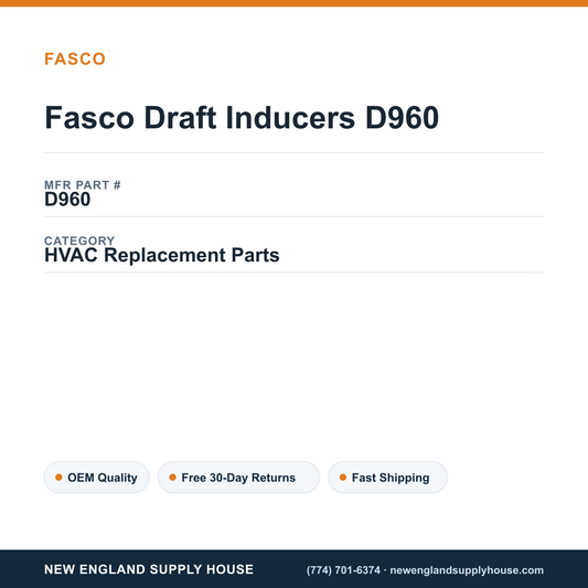 Fasco Draft Inducers D960 — New England Supply House spec card [NESH-SPEC-CARD-V2]