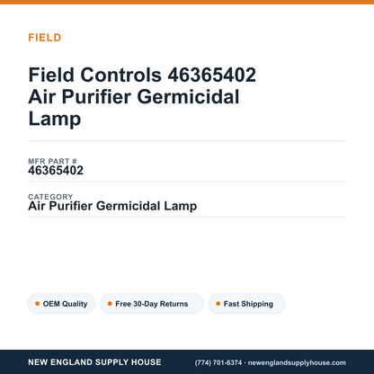 Field Controls 46365402 Air Purifier Germicidal Lamp — New England Supply House spec card [NESH-SPEC-CARD-V2]