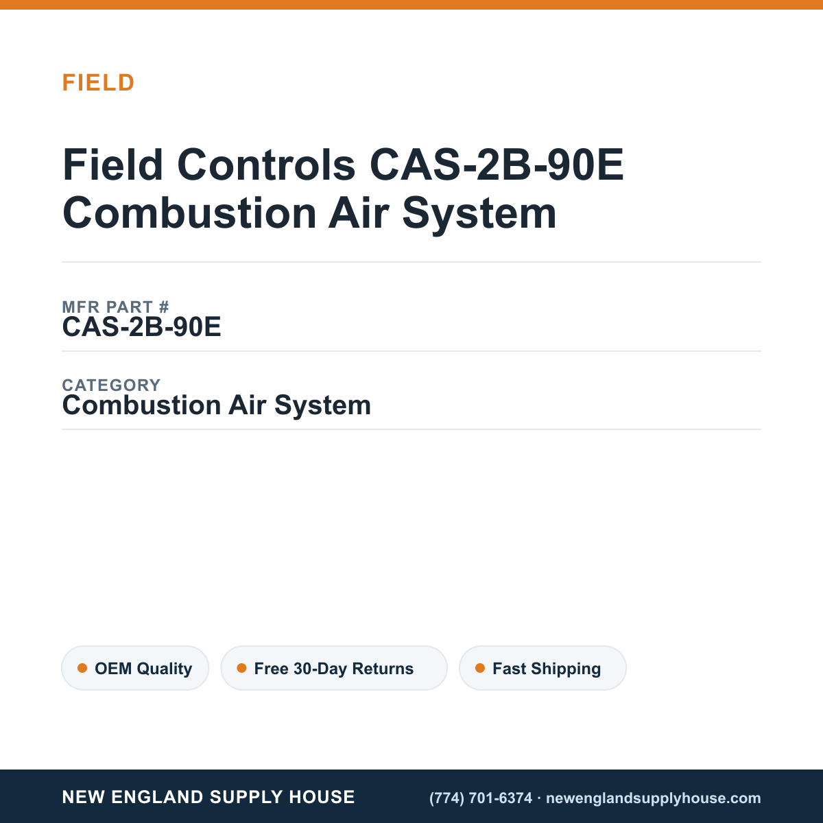 Field Controls CAS-2B-90E Combustion Air System — New England Supply House spec card [NESH-SPEC-CARD-V2]