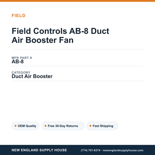 Field Controls AB-8 Duct Air Booster Fan — New England Supply House spec card [NESH-SPEC-CARD-V2]