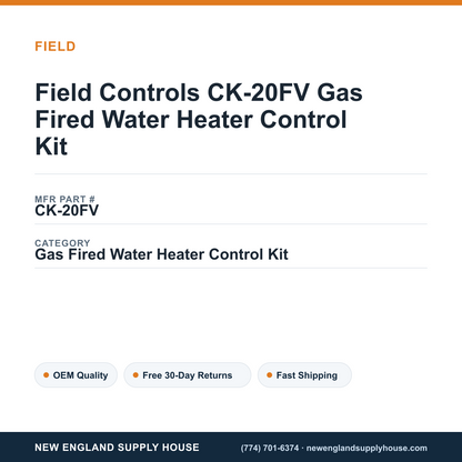 Field Controls CK-20FV Gas Fired Water Heater Control Kit — New England Supply House spec card [NESH-SPEC-CARD-V2]