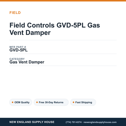 Field Controls GVD-5PL Gas Vent Damper — New England Supply House spec card [NESH-SPEC-CARD-V2]
