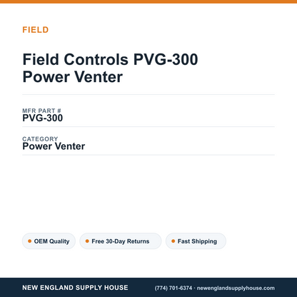 Field Controls PVG-300 Power Venter — New England Supply House spec card [NESH-SPEC-CARD-V2]