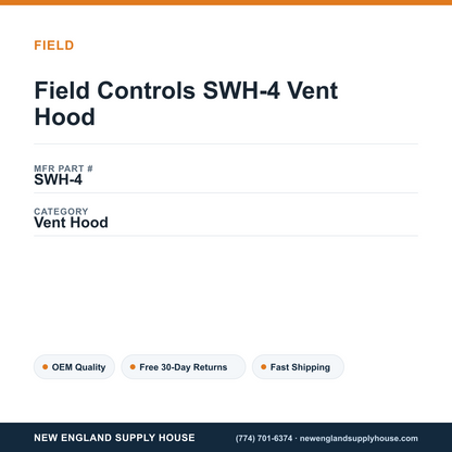 Field Controls SWH-4 Vent Hood — New England Supply House spec card [NESH-SPEC-CARD-V2]