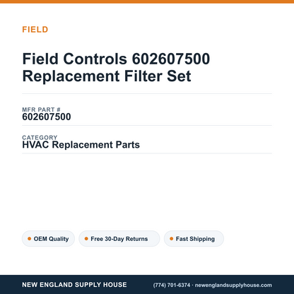 Field Controls 602607500 Replacement Filter Set — New England Supply House spec card [NESH-SPEC-CARD-V2]