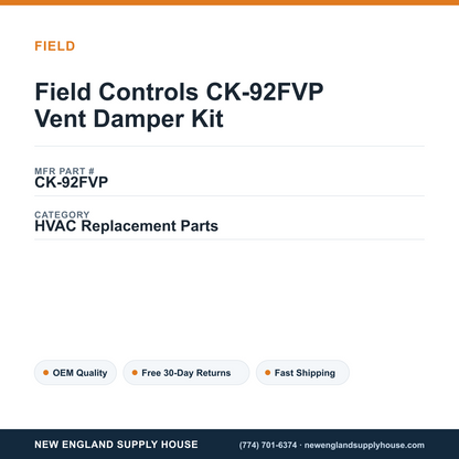Field Controls CK-92FVP Vent Damper Kit — New England Supply House spec card [NESH-SPEC-CARD-V2]