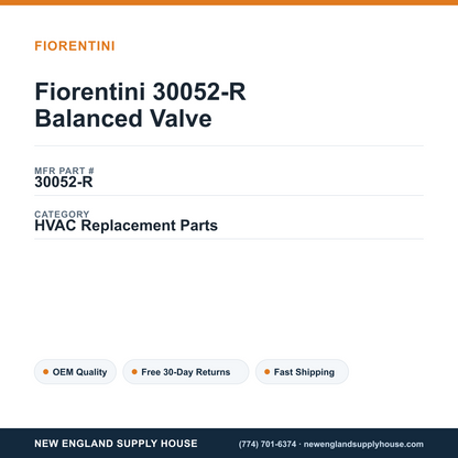 Fiorentini 30052-R Balanced Valve — New England Supply House spec card [NESH-SPEC-CARD-V2]