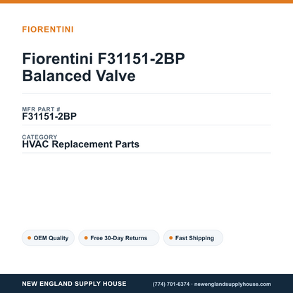 Fiorentini F31151-2BP Balanced Valve — New England Supply House spec card [NESH-SPEC-CARD-V2]