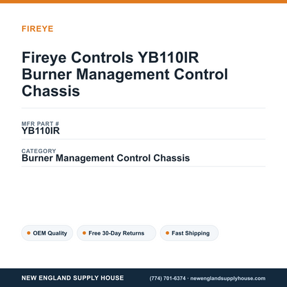 Fireye Controls YB110IR Burner Management Control Chassis — New England Supply House spec card [NESH-SPEC-CARD-V2]
