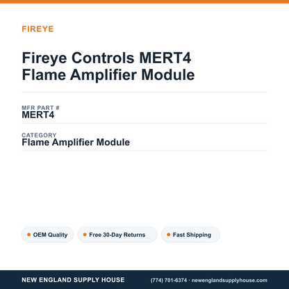 Fireye Controls MERT4 Flame Amplifier Module — New England Supply House spec card [NESH-SPEC-CARD-V2]