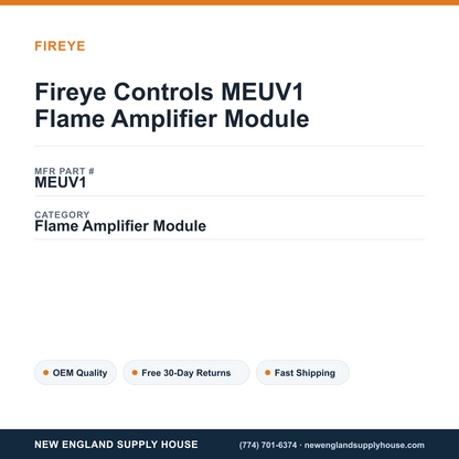Fireye Controls MEUV1 Flame Amplifier Module — New England Supply House spec card [NESH-SPEC-CARD-V2]