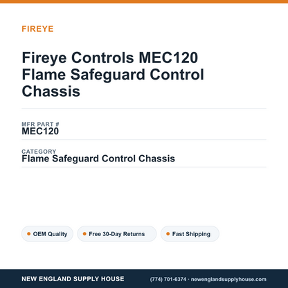 Fireye Controls MEC120 Flame Safeguard Control Chassis — New England Supply House spec card [NESH-SPEC-CARD-V2]