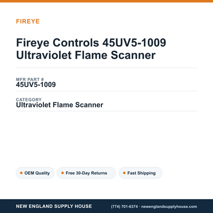 Fireye Controls 45UV5-1009 Ultraviolet Flame Scanner — New England Supply House spec card [NESH-SPEC-CARD-V2]