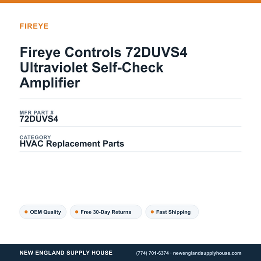 Fireye Controls 72DUVS4 Ultraviolet Self-Check Amplifier — New England Supply House spec card [NESH-SPEC-CARD-V2]