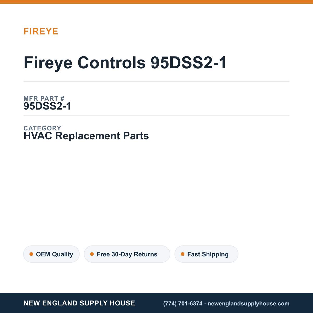Fireye Controls 95DSS2-1 — New England Supply House spec card [NESH-SPEC-CARD-V2]