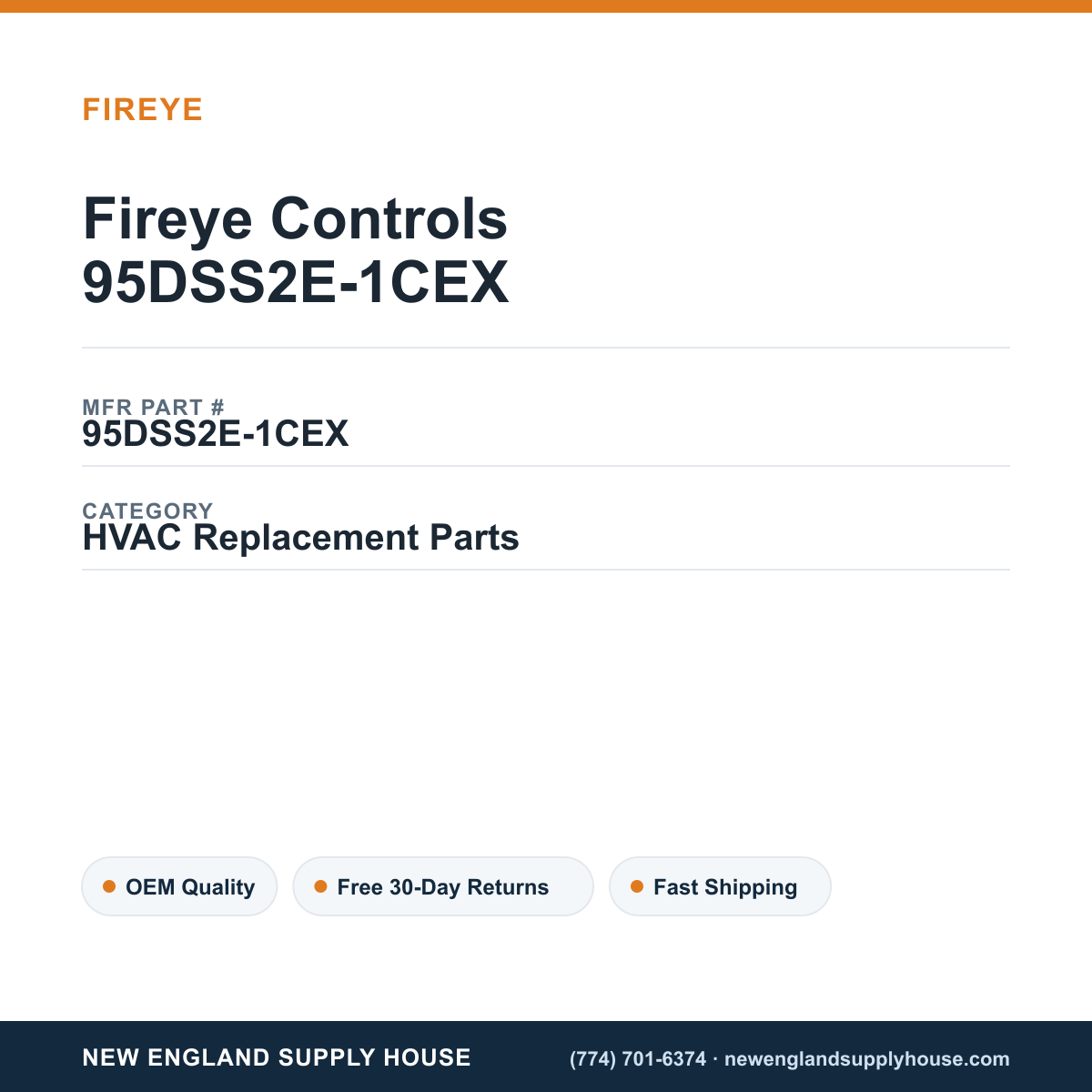 Fireye Controls 95DSS2E-1CEX — New England Supply House spec card [NESH-SPEC-CARD-V2]