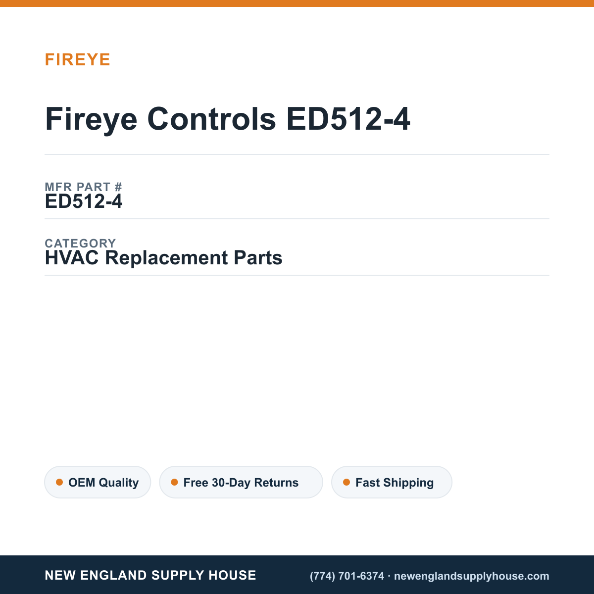 Fireye Controls ED512-4 — New England Supply House spec card [NESH-SPEC-CARD-V2]