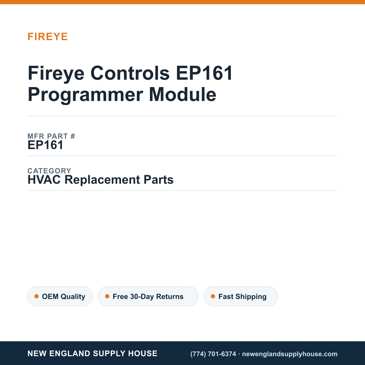 Fireye Controls EP161 Programmer Module — New England Supply House spec card [NESH-SPEC-CARD-V2]