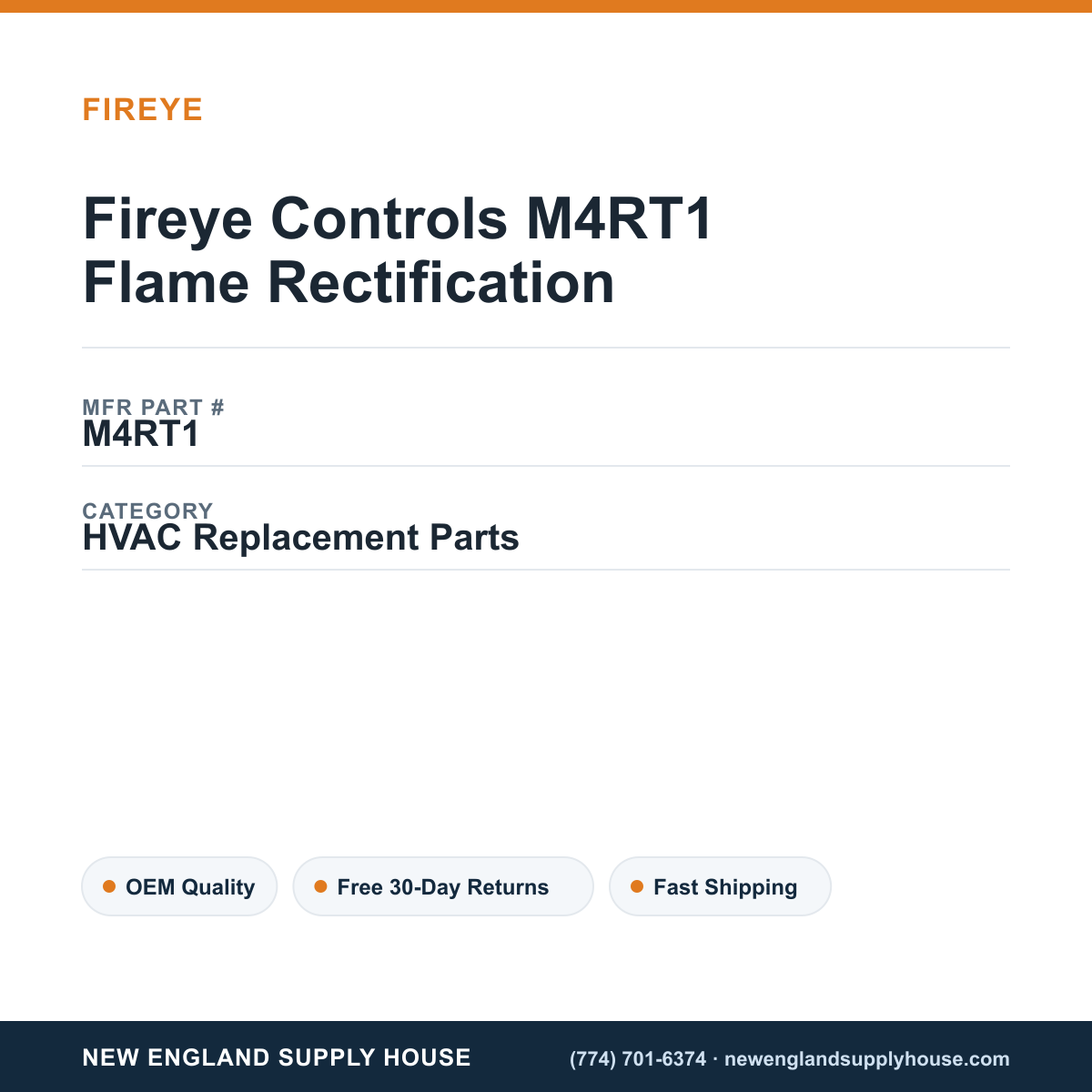 Fireye Controls M4RT1 Flame Rectification — New England Supply House spec card [NESH-SPEC-CARD-V2]