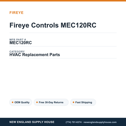 Fireye Controls MEC120RC — New England Supply House spec card [NESH-SPEC-CARD-V2]