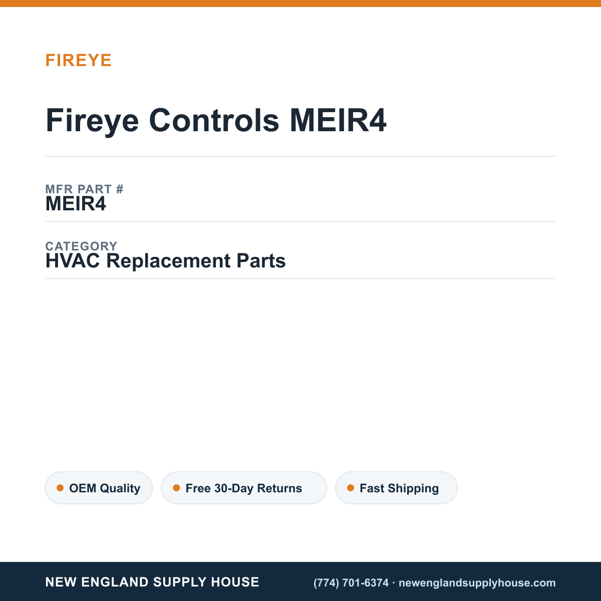Fireye Controls MEIR4 — New England Supply House spec card [NESH-SPEC-CARD-V2]