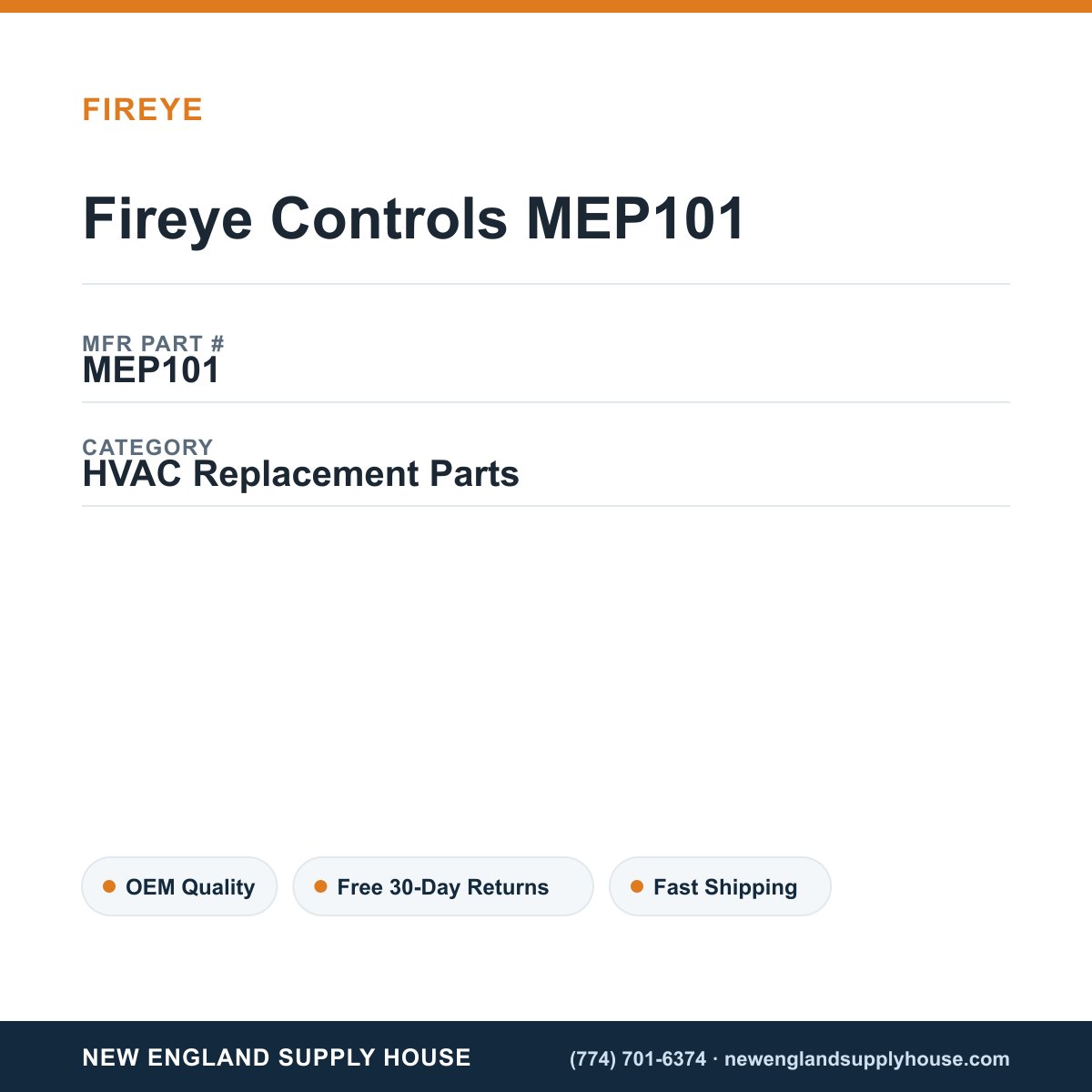 Fireye Controls MEP101 — New England Supply House spec card [NESH-SPEC-CARD-V2]