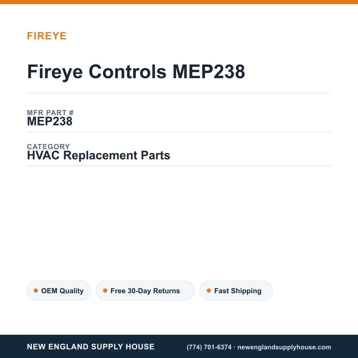 Fireye Controls MEP238 — New England Supply House spec card [NESH-SPEC-CARD-V2]