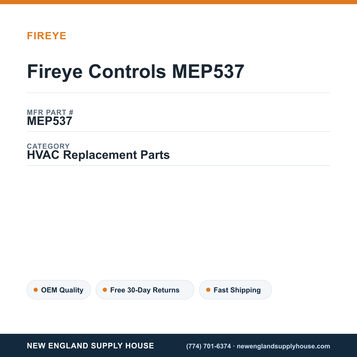 Fireye Controls MEP537 — New England Supply House spec card [NESH-SPEC-CARD-V2]