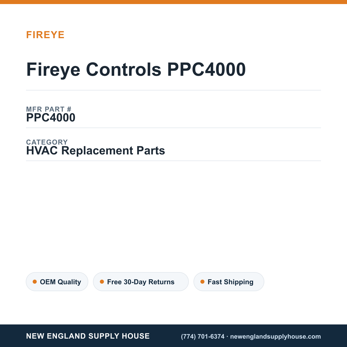 Fireye Controls PPC4000 — New England Supply House spec card [NESH-SPEC-CARD-V2]