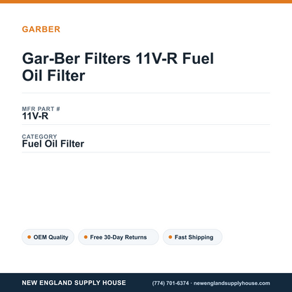 Gar-Ber Filters 11V-R Fuel Oil Filter — New England Supply House spec card [NESH-SPEC-CARD-V2]