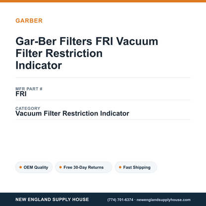 Gar-Ber Filters FRI Vacuum Filter Restriction Indicator — New England Supply House spec card [NESH-SPEC-CARD-V2]