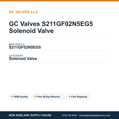 GC Valves S211GF02N5EG5 Solenoid Valve — New England Supply House spec card [NESH-SPEC-CARD-V2]