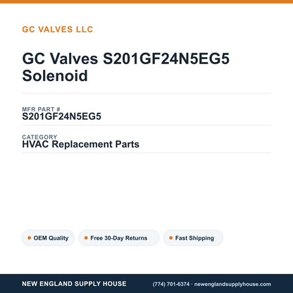 GC Valves S201GF24N5EG5 Solenoid — New England Supply House spec card [NESH-SPEC-CARD-V2]