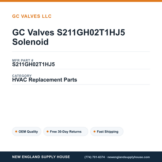 GC Valves S211GH02T1HJ5 Solenoid — New England Supply House spec card [NESH-SPEC-CARD-V2]