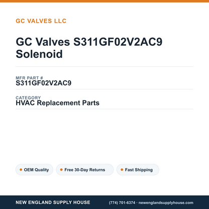 GC Valves S311GF02V2AC9 Solenoid — New England Supply House spec card [NESH-SPEC-CARD-V2]