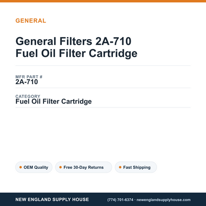 General Filters 2A-710 Fuel Oil Filter Cartridge — New England Supply House spec card [NESH-SPEC-CARD-V2]